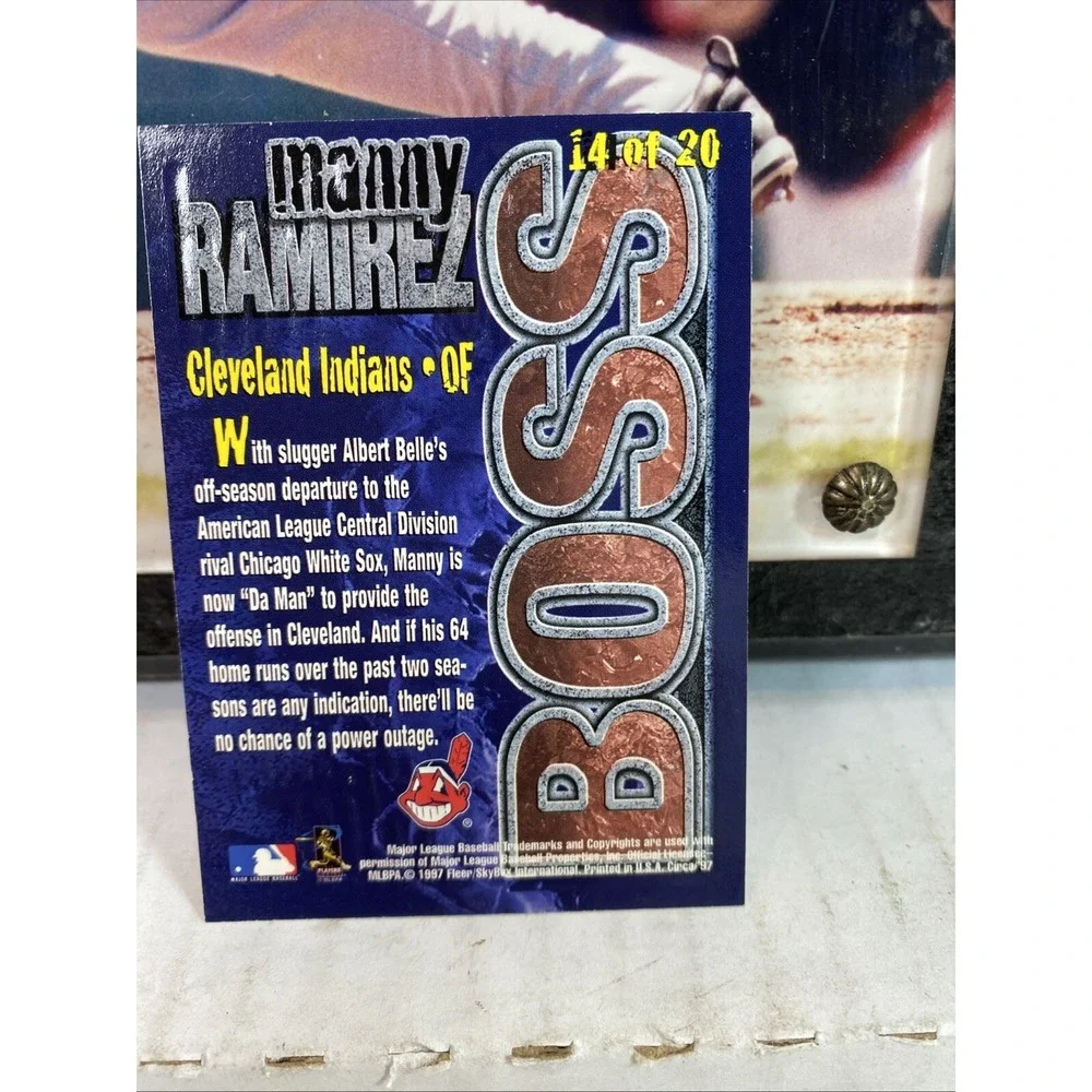 MANNY RAMIREZ 8X10 PHOTO With Card Cleveland‎ 1999 plaque Vintage
